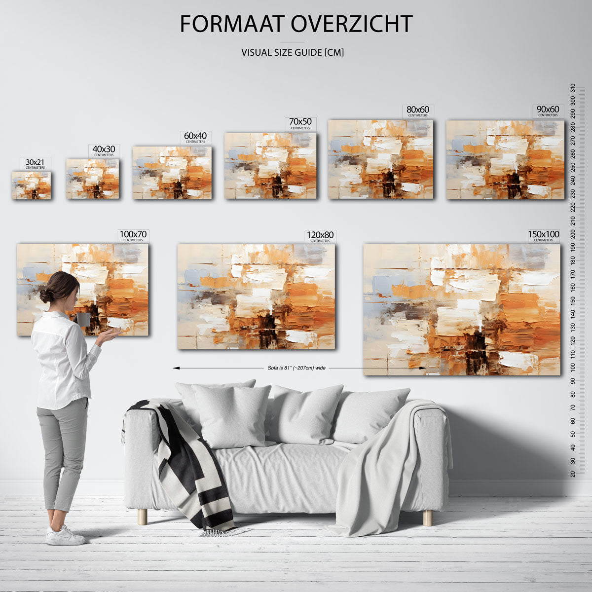 Abstracte beige en oranje Poster