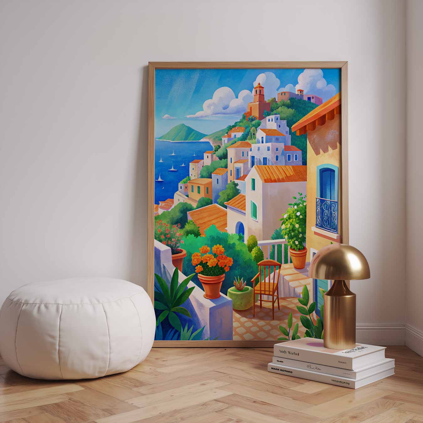 Mediterrane Dorp aan Zee Poster-WallArtistic
