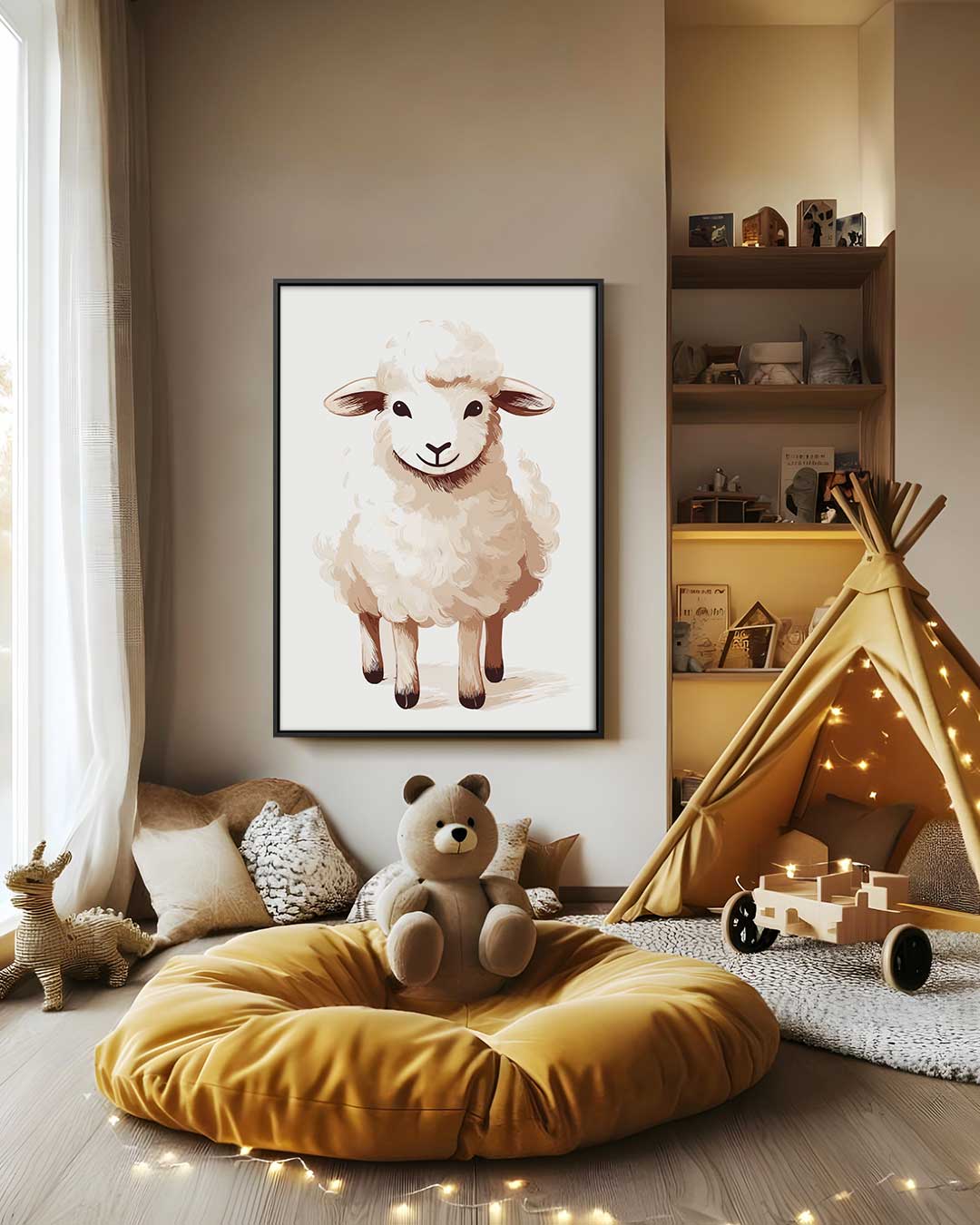 Schattig Sprookjesachtig Schaap Kunstwerk-canvas-dibond-plexiglas-wanddecoratie-WallArtistic