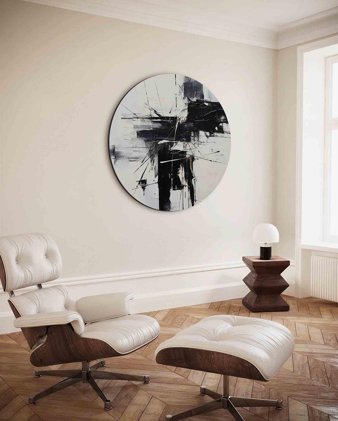Abstracte zwart wit Muurcirkel