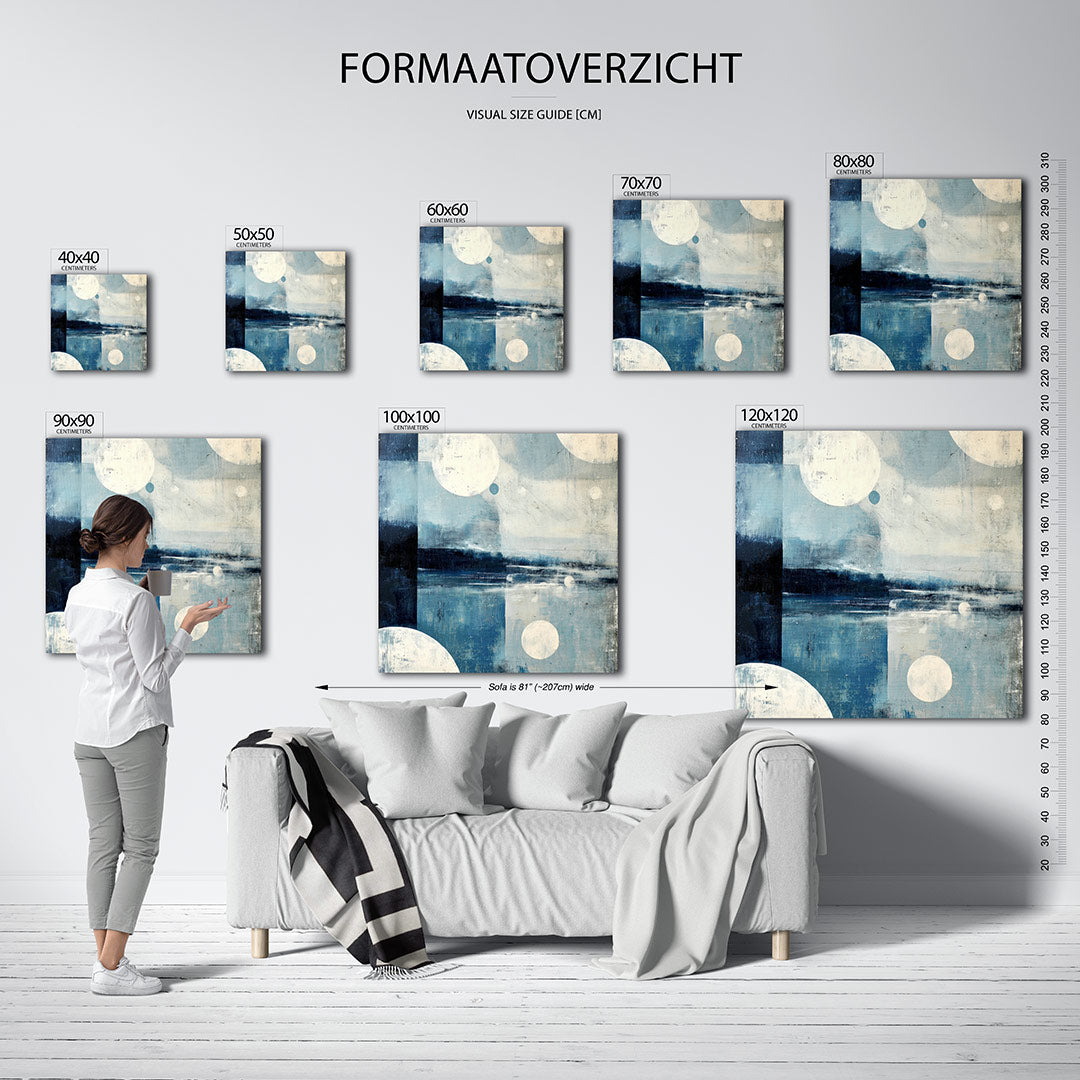 Geometrische vormen in blauw Kunstwerk