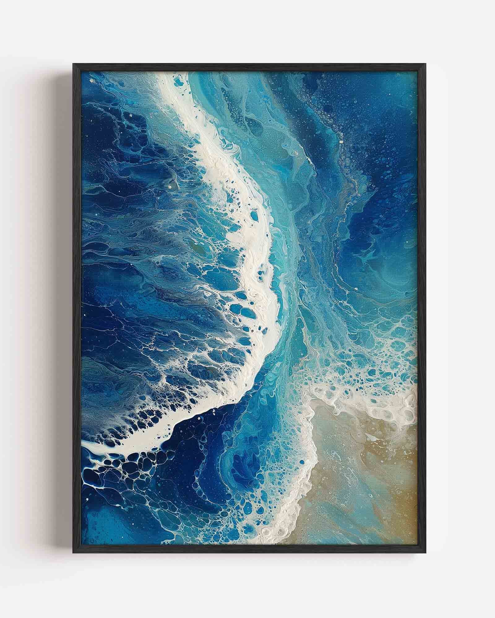 Golvende blauwe zee Poster