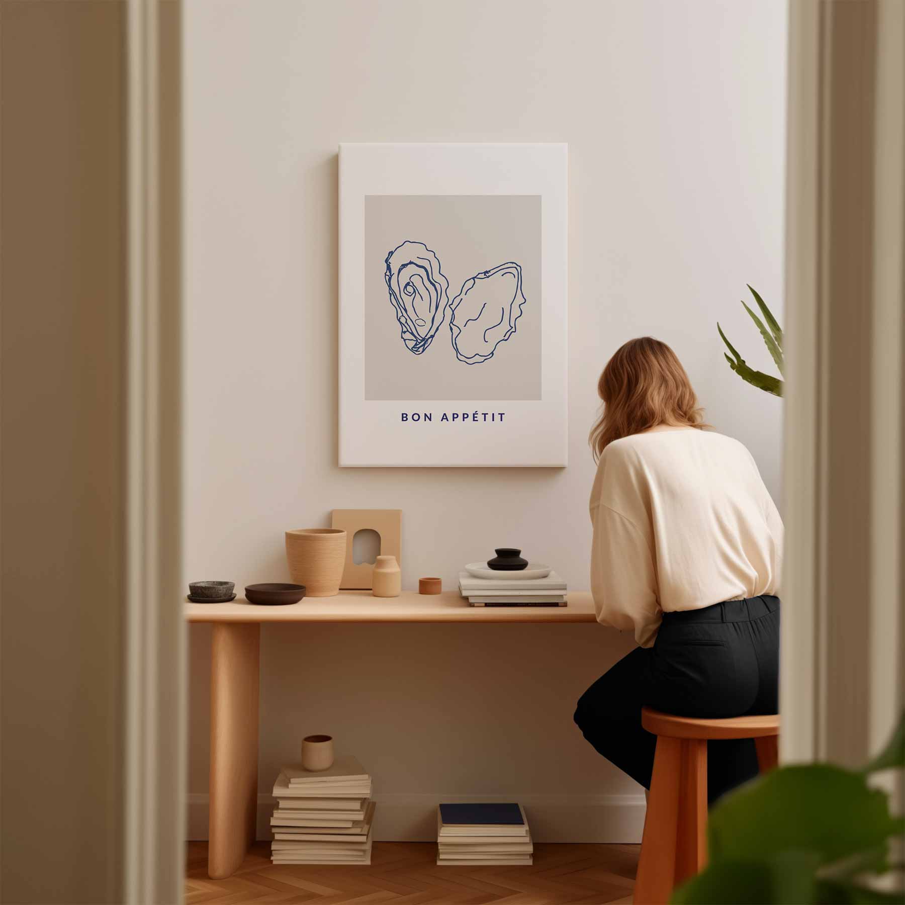 Stijlvolle Oester Illustratie Kunstwerk-canvas-dibond-plexiglas-wanddecoratie-WallArtistic