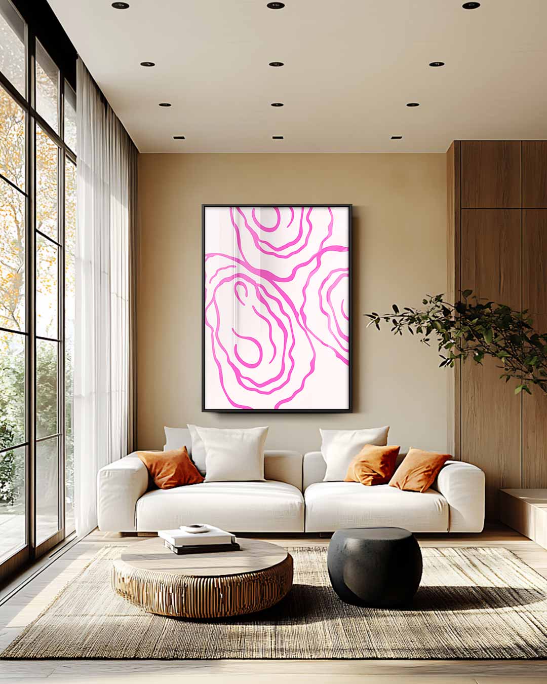 Abstracte Roze Golven Kunstwerk-canvas-dibond-plexiglas-wanddecoratie-WallArtistic