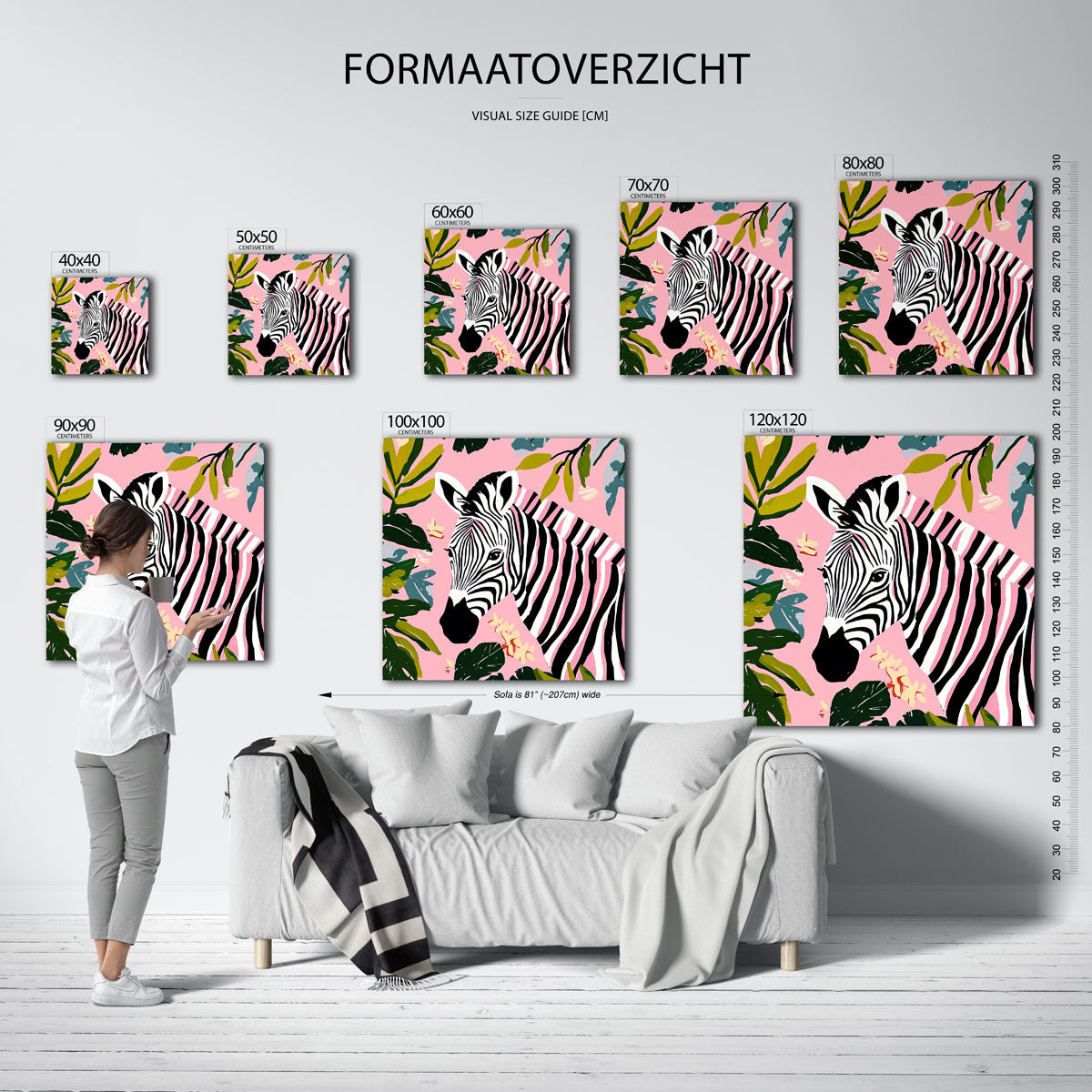 Zebra en bladeren Poster