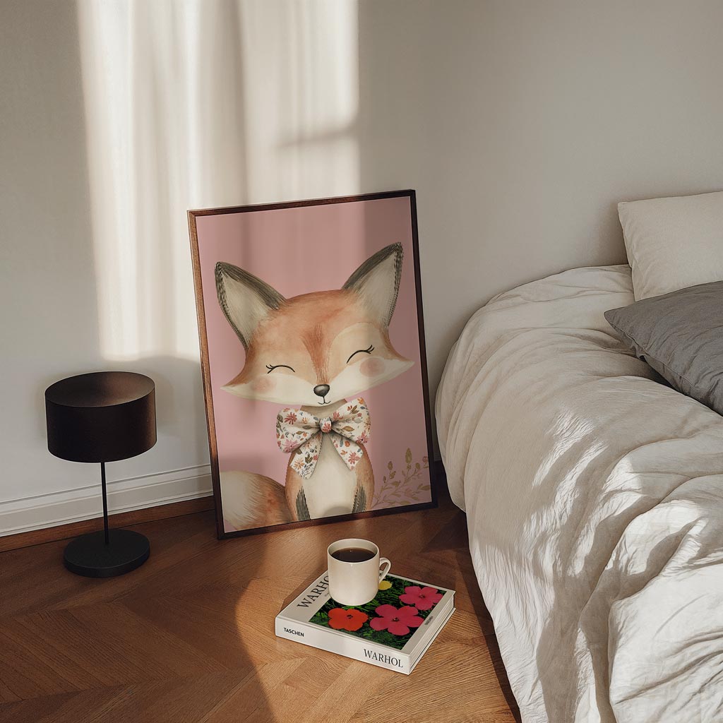 Schattige Vos met Strik Poster-WallArtistic