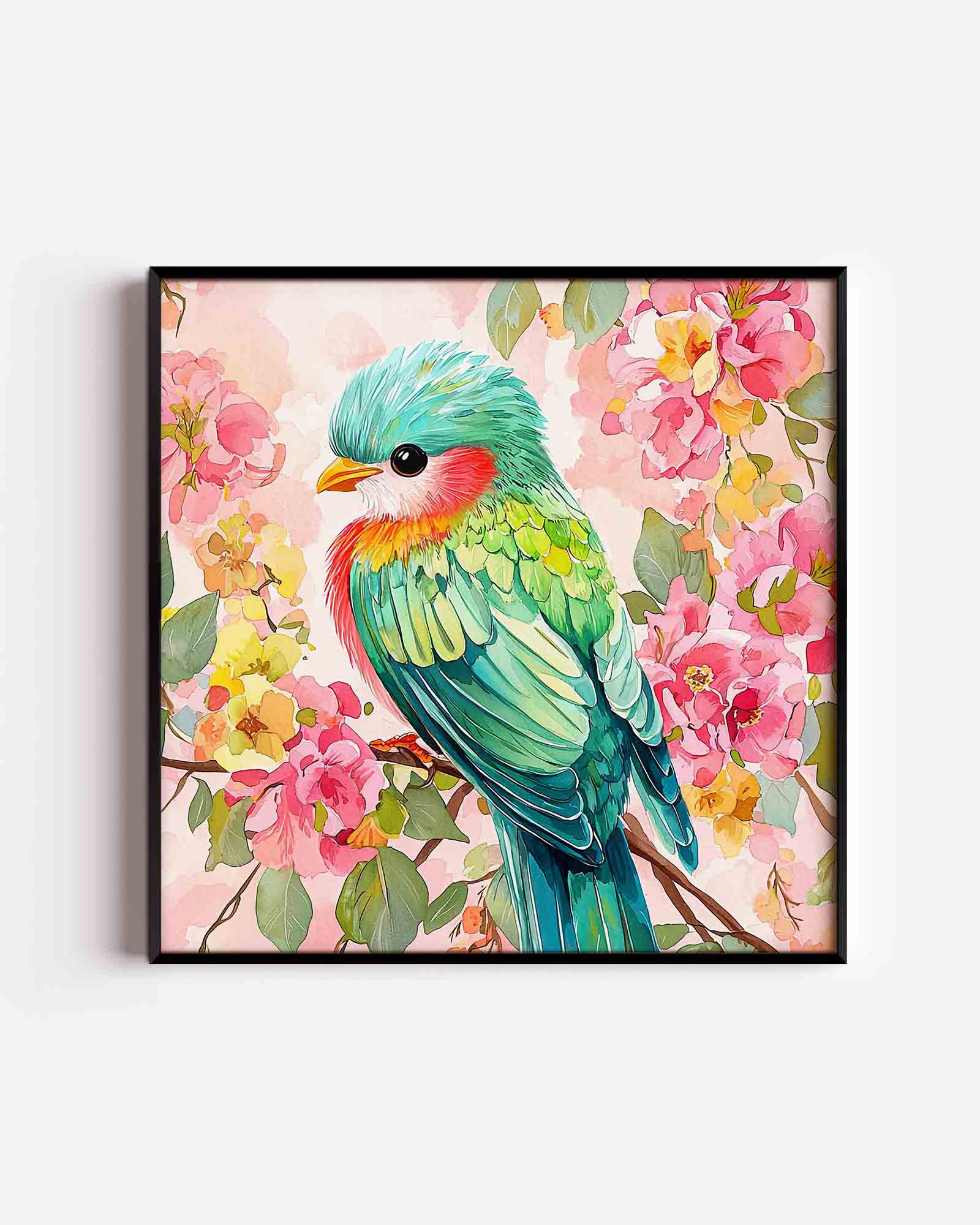 Vogel en bloemen Poster