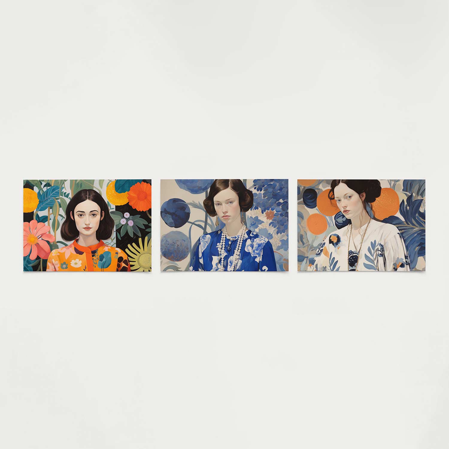 Bloemen en portret Posterset
