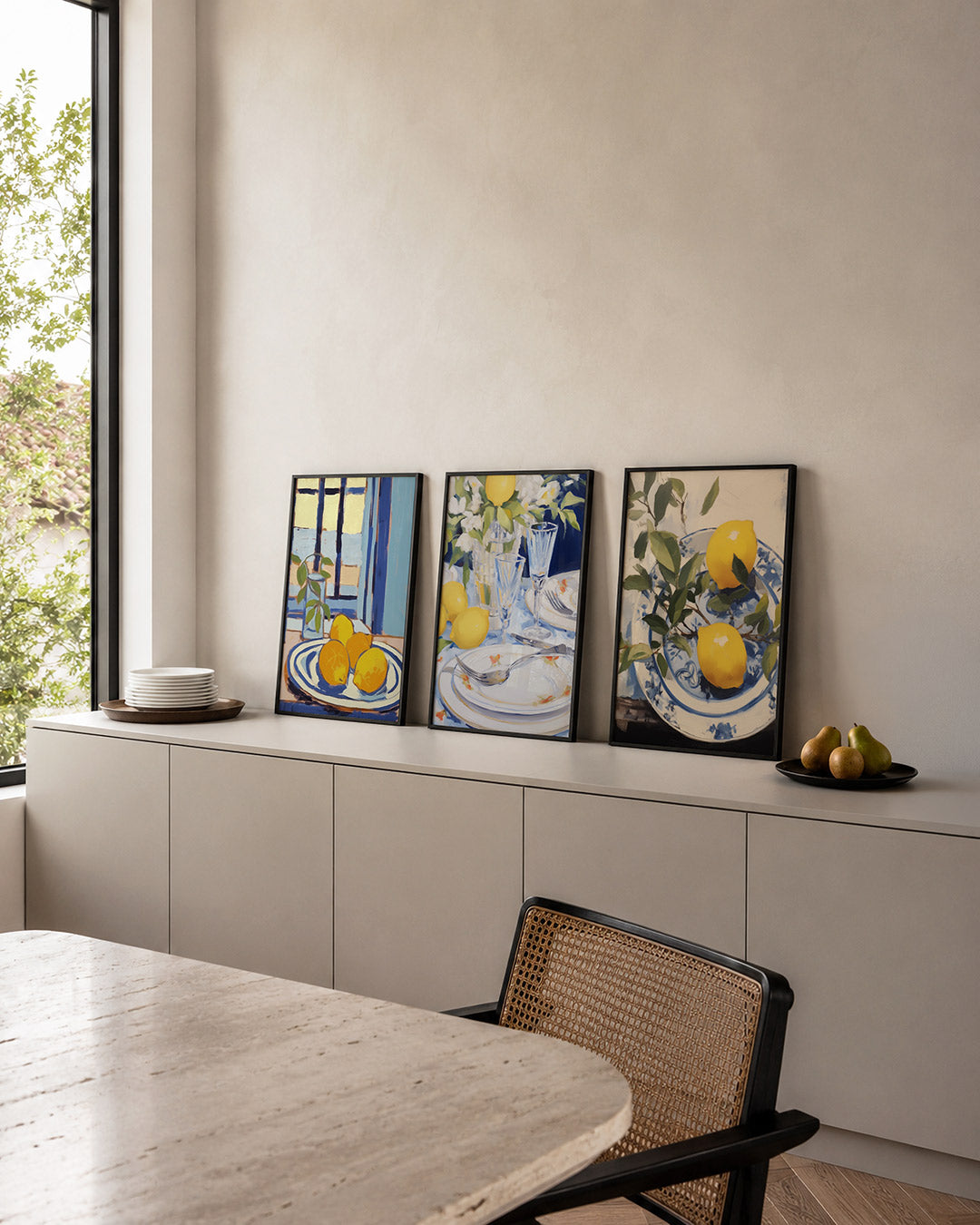 Citroenen en blauw Posterset