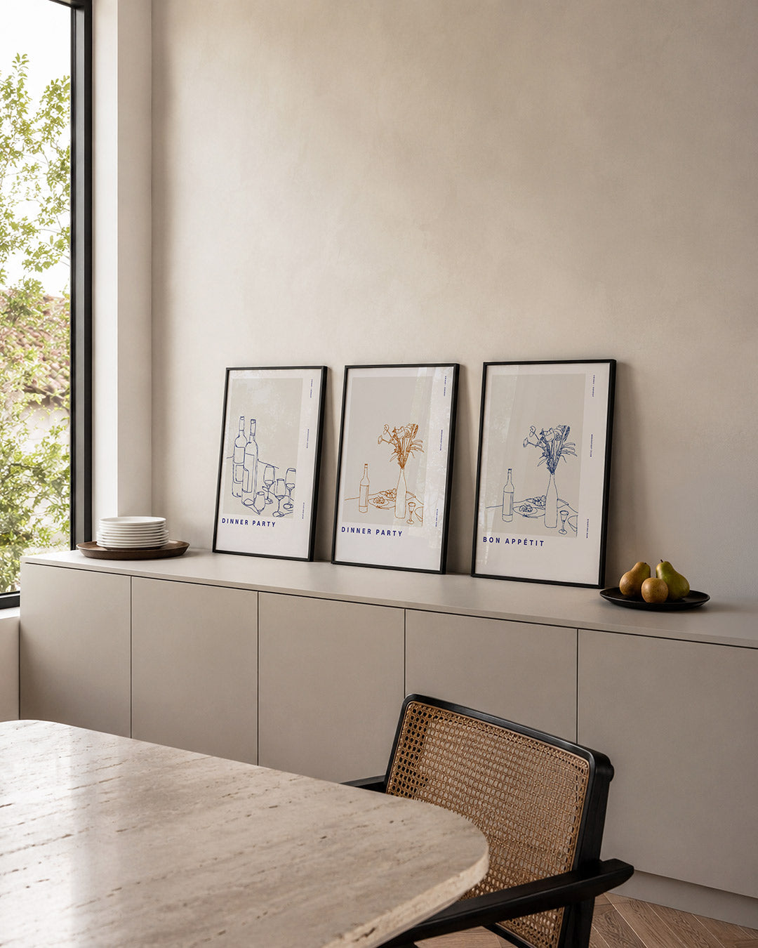 Lijnenspel en glas Posterset