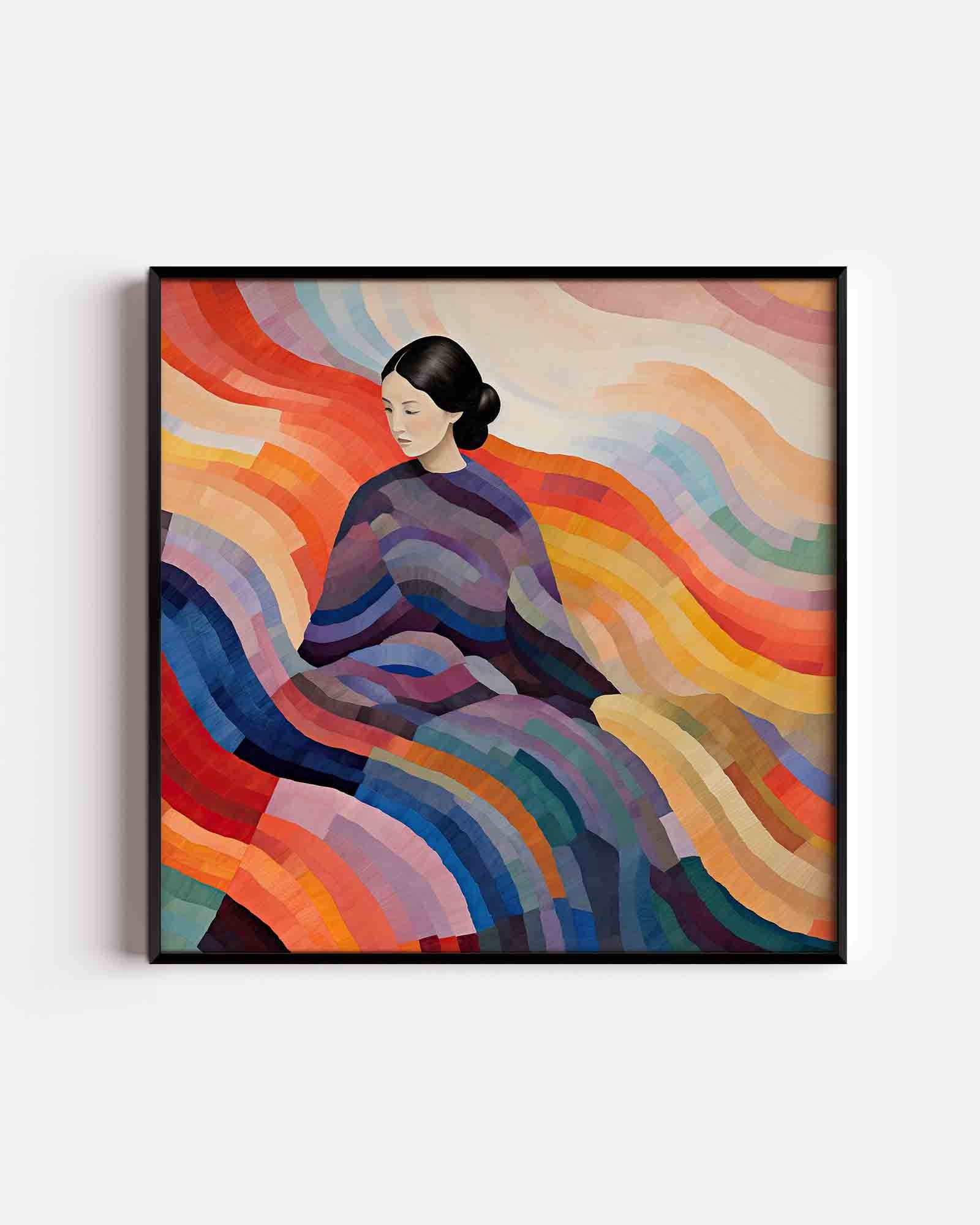 Vrouw met kleurrijke golven Poster