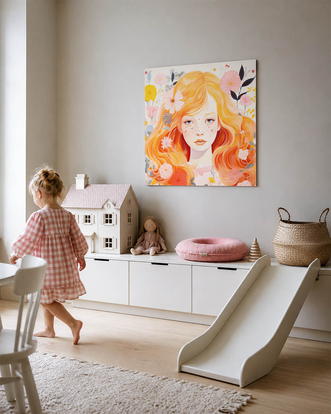 Dromerige bloemenportret Kunstwerk