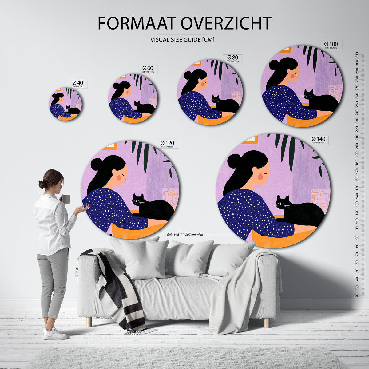 Vrouw met kat Muurcirkel
