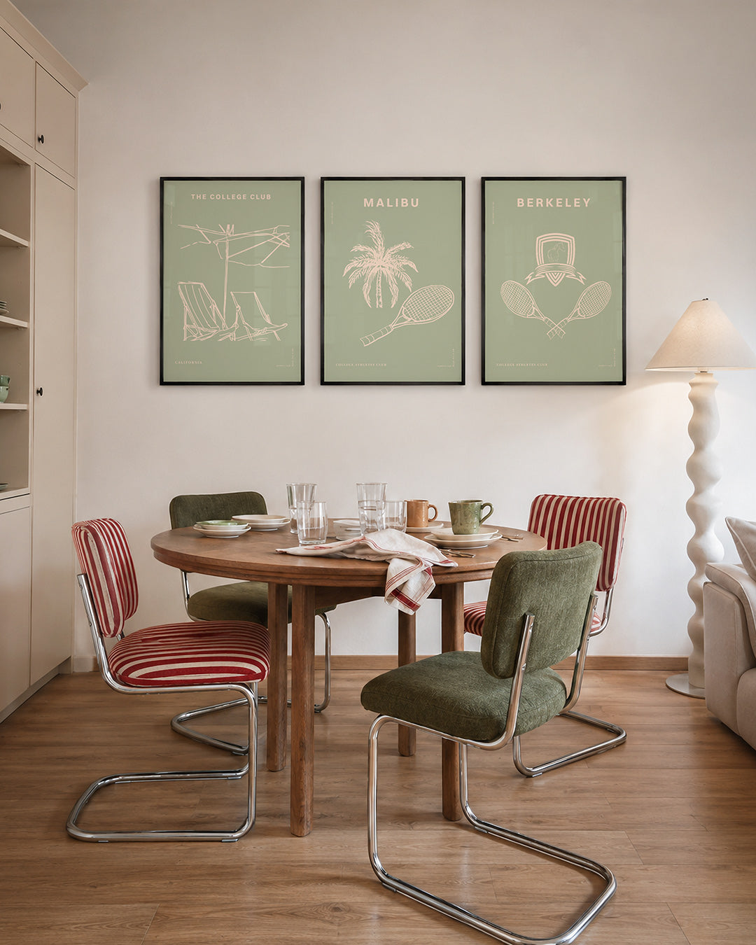 Lijnenspel en zachtgroen Posterset