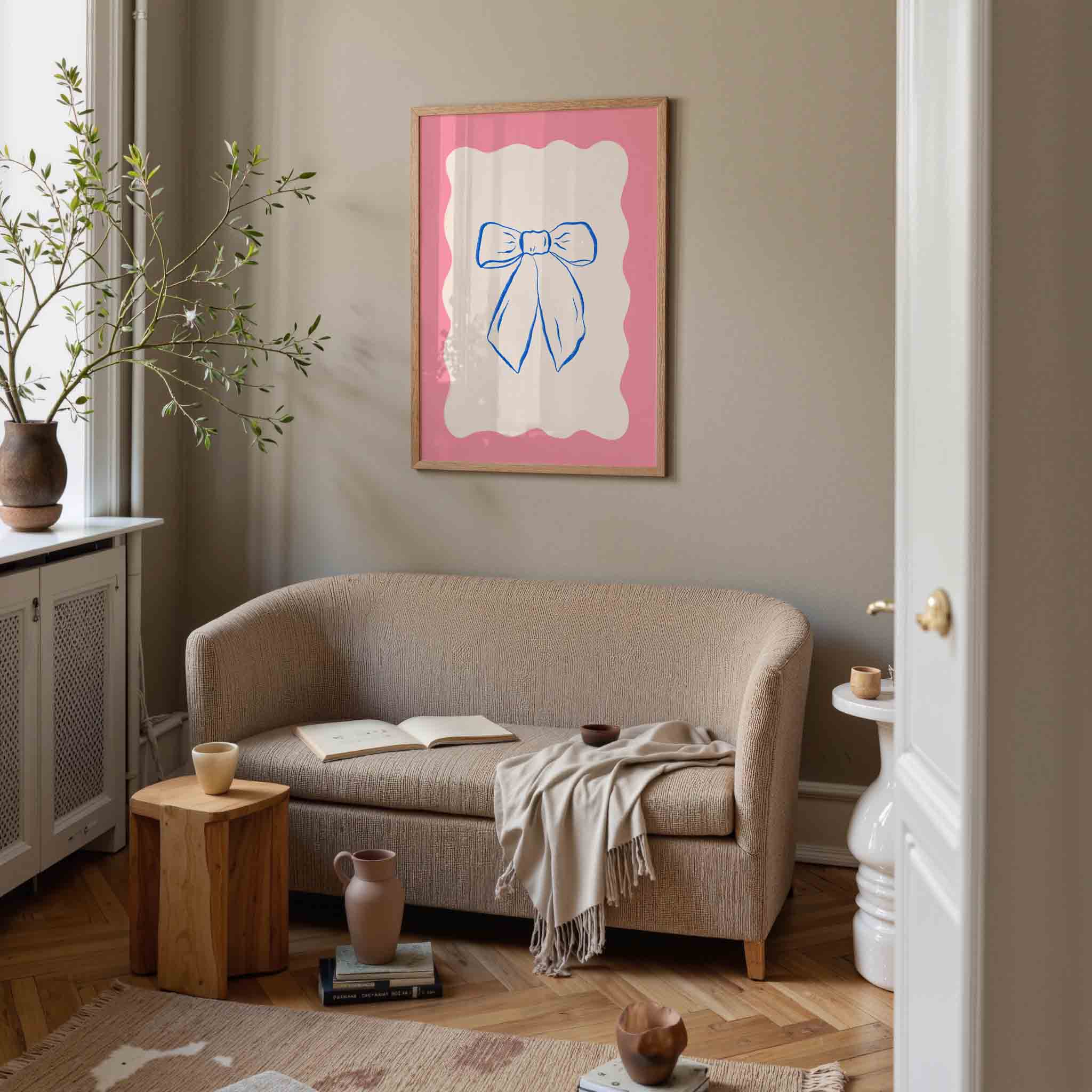 Strik op roze achtergrond Poster