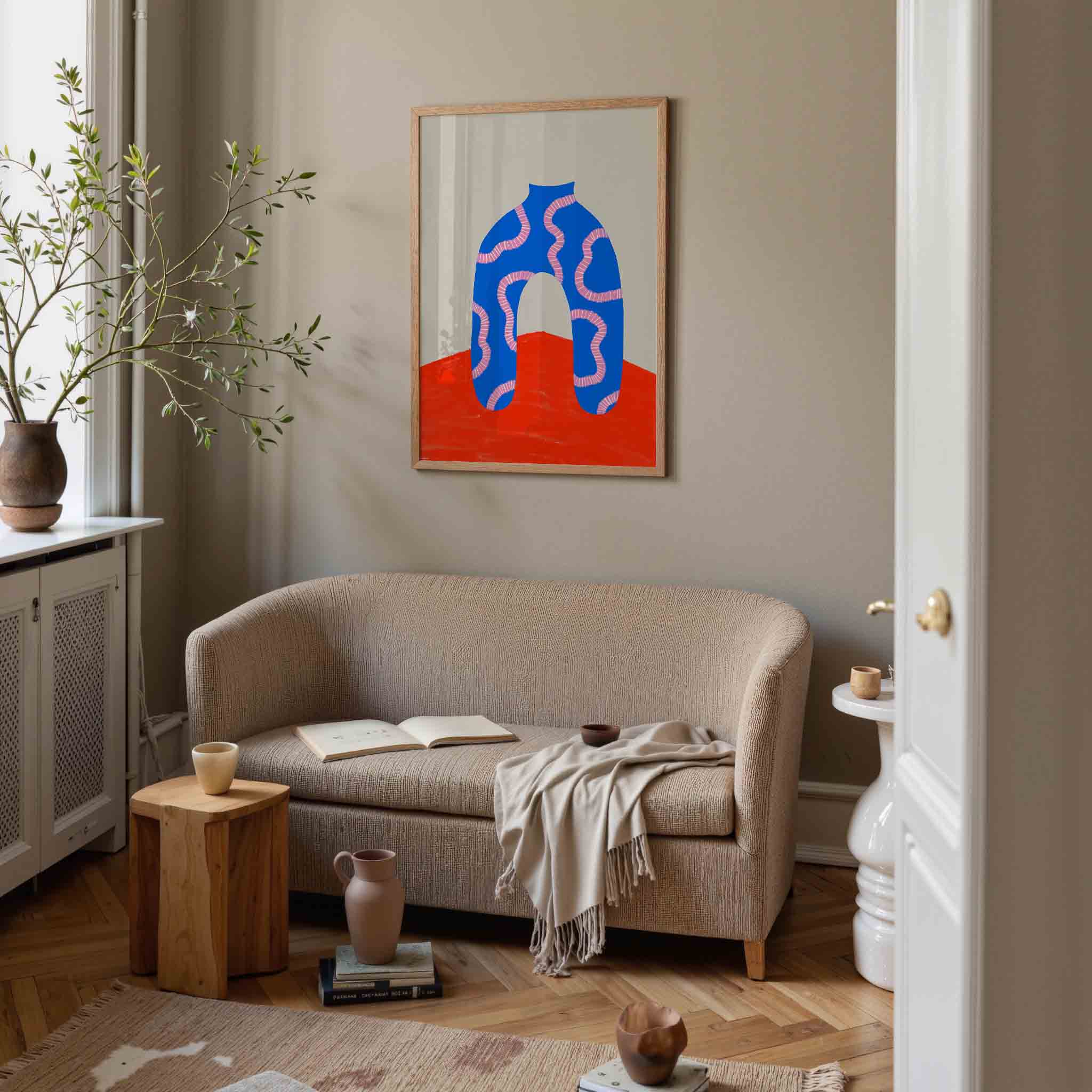 Abstracte blauwe vorm Poster