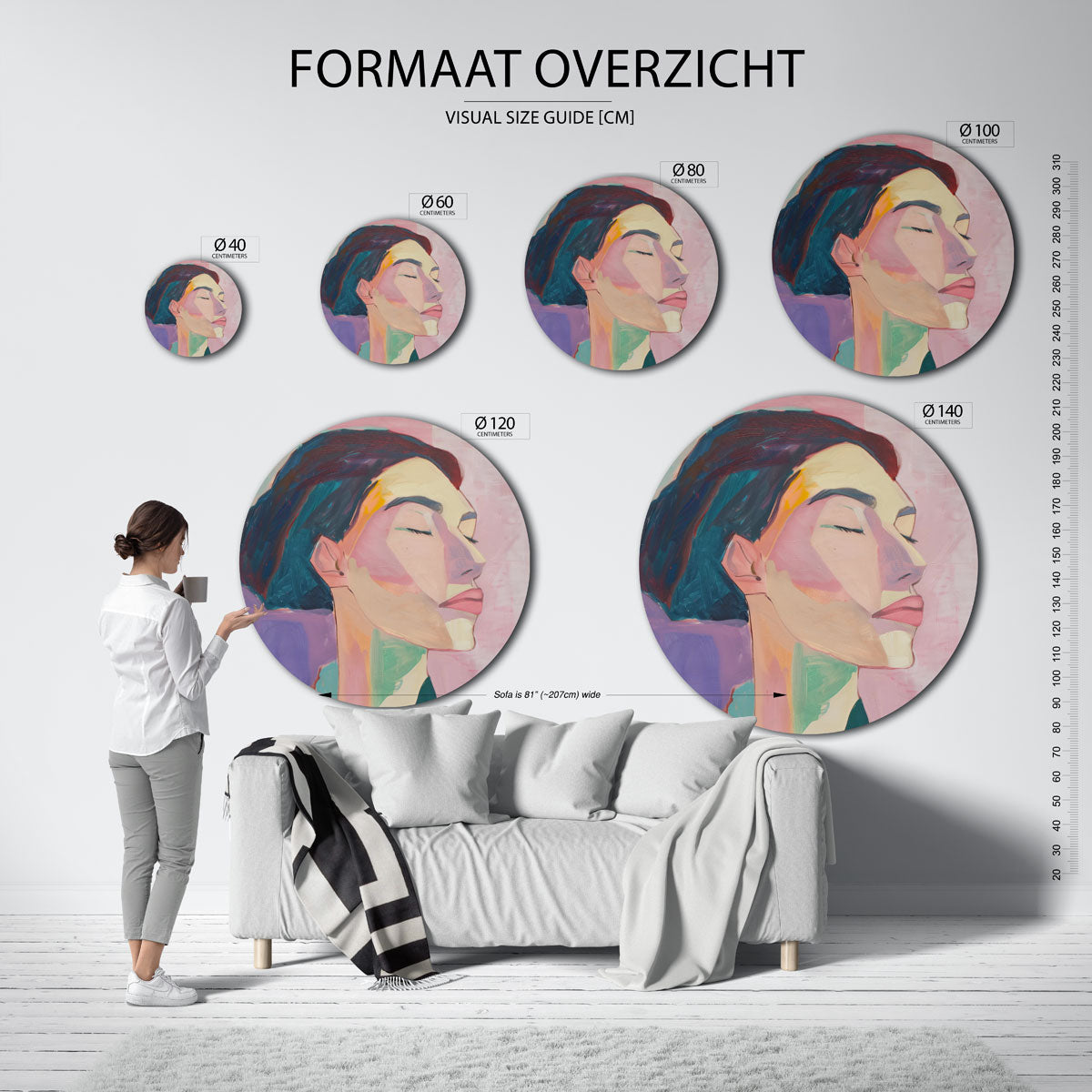 Portret in pastel Muurcirkel
