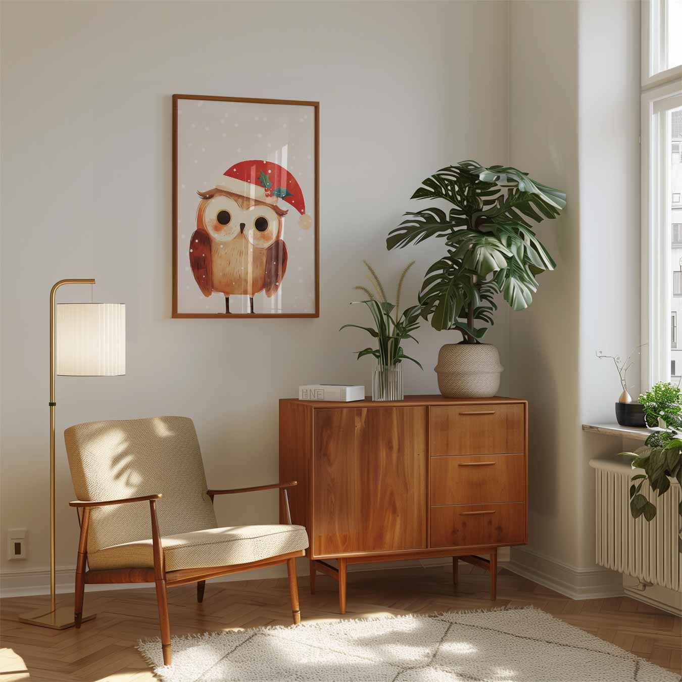 Schattige Uil Kerstposter-WallArtistic
