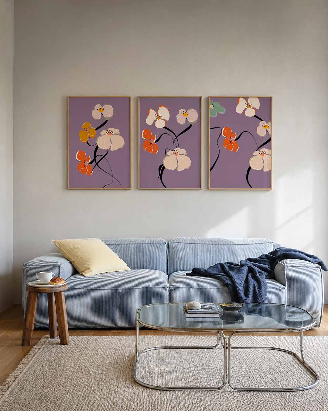 Bloemvormen en lijnen Posterset