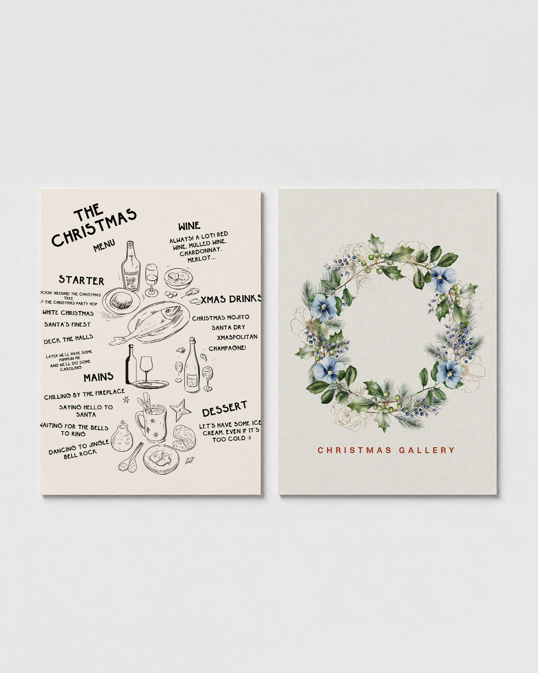 Feestelijke kerstmenu Posterset