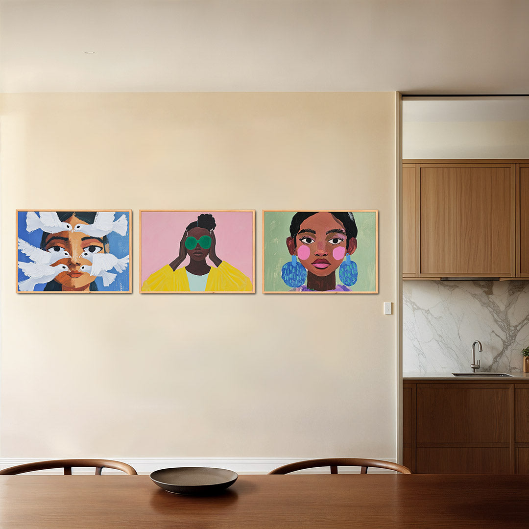 Vogels en gezicht Posterset