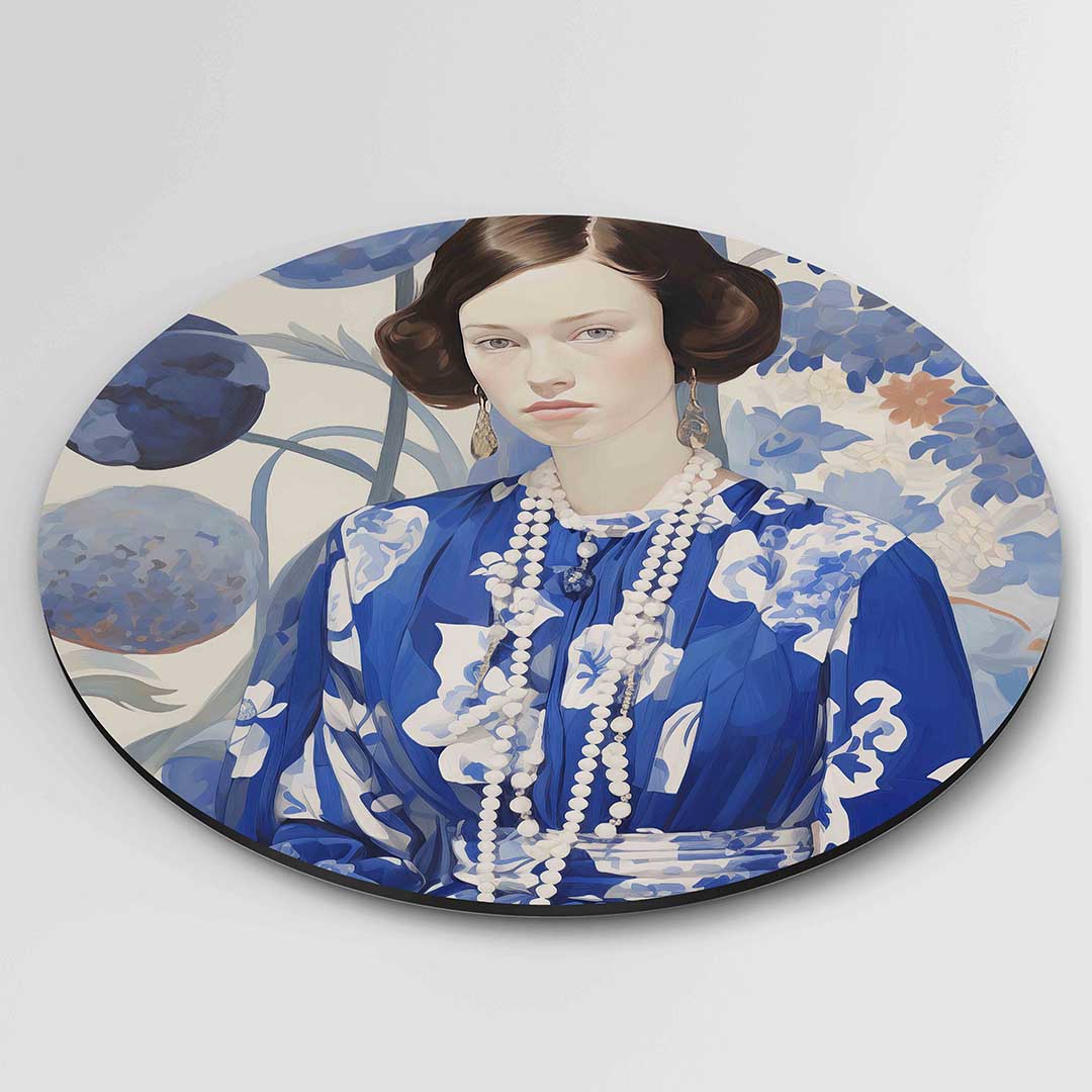 Vrouw in blauwe jurk Muurcirkel