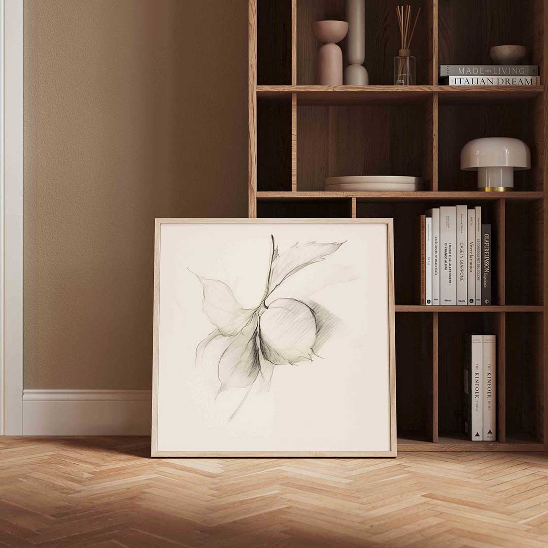 Potloodtekening van bladeren Poster