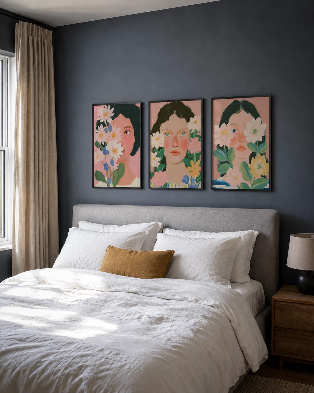 Bloemen en gezicht Posterset