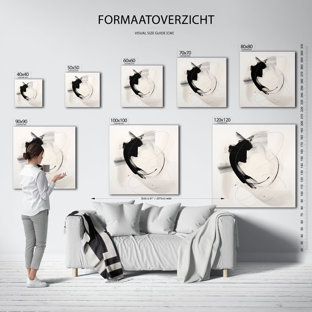 Abstracte zwarte penseelstreken Poster