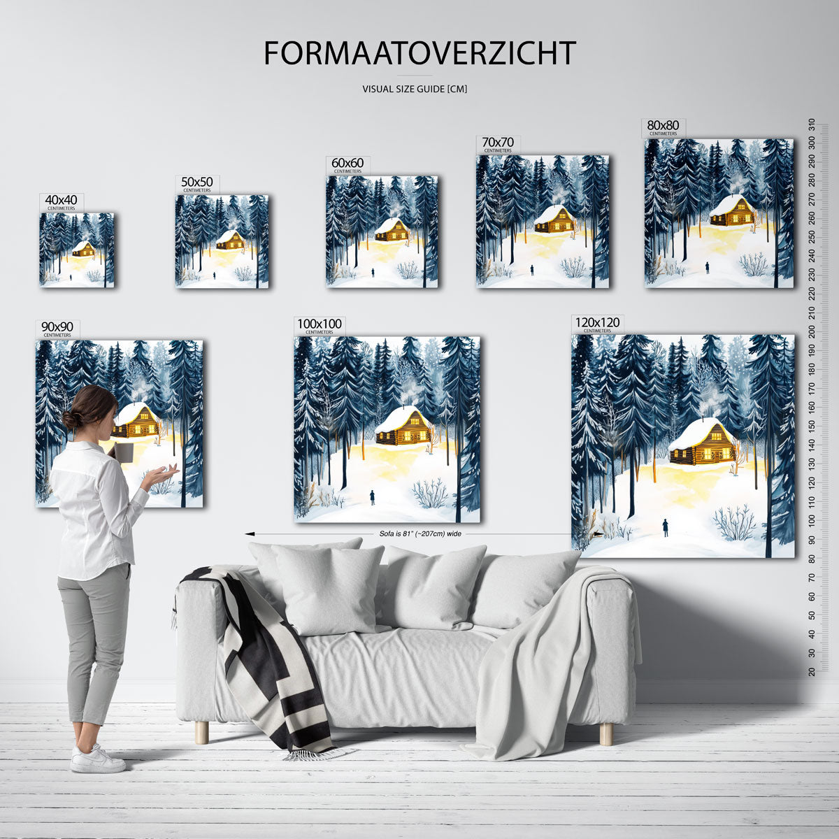 Sneeuwlandschap met houten huis Poster