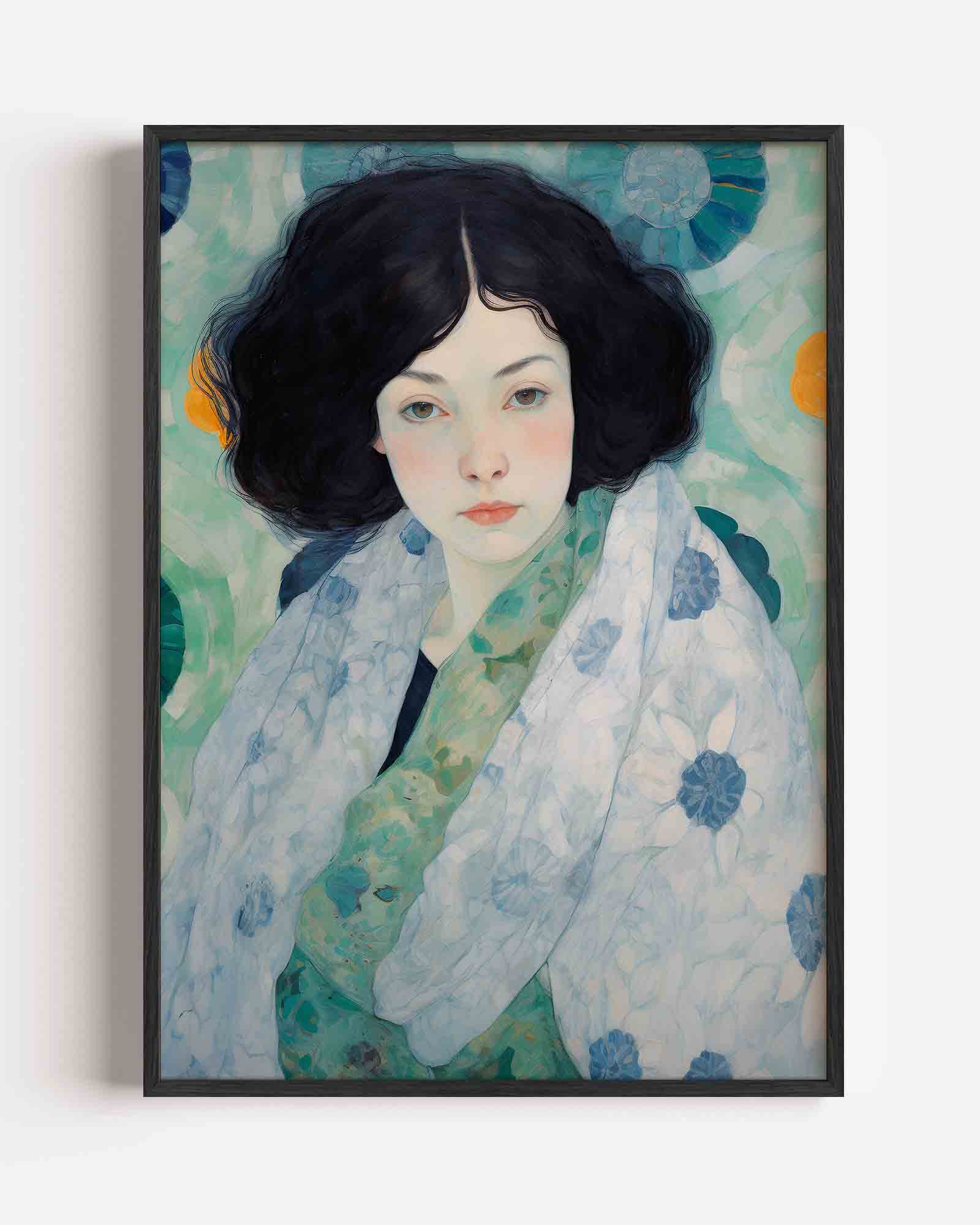 Vrouw met bloemenpatroon Poster
