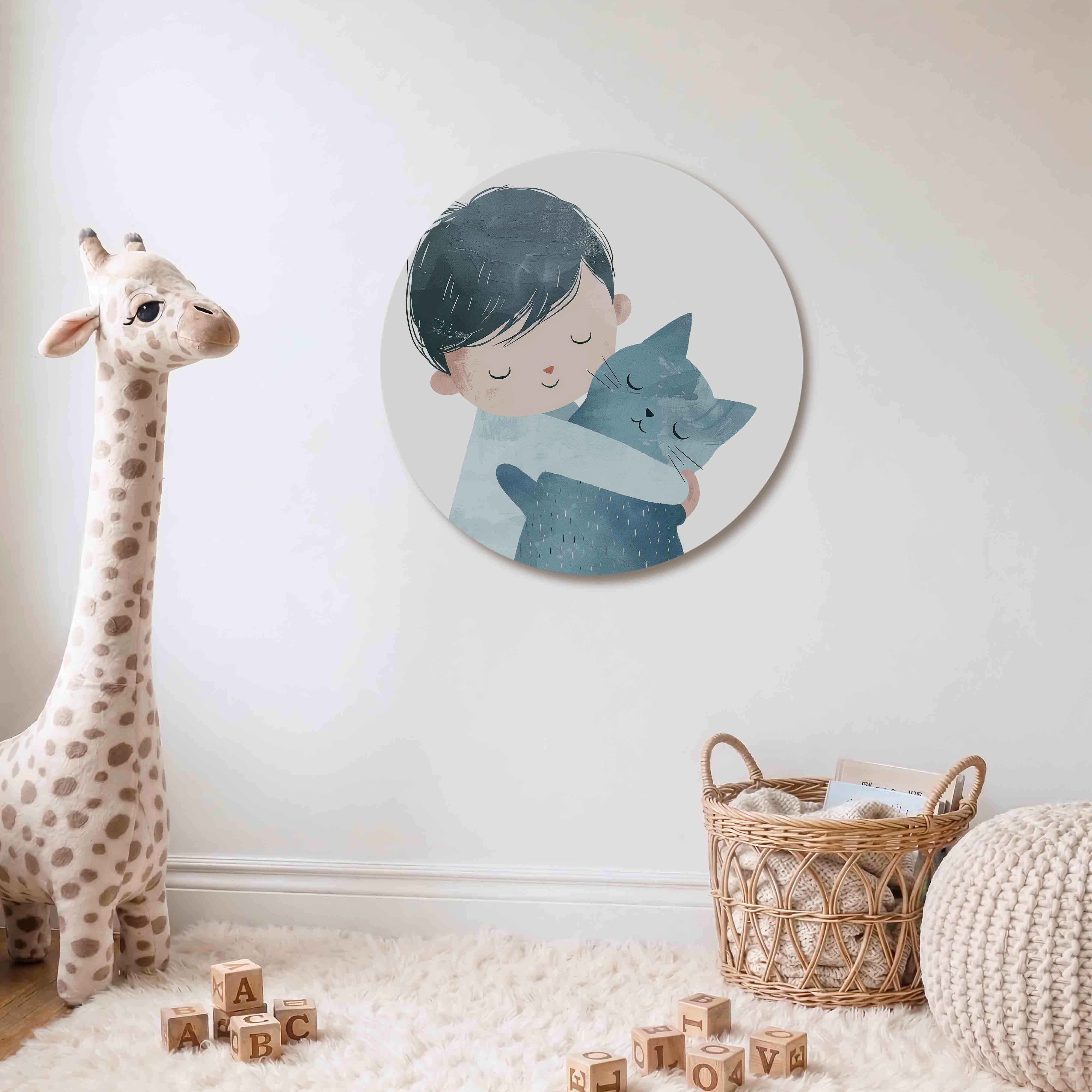 Jongen met kat Muurcirkel