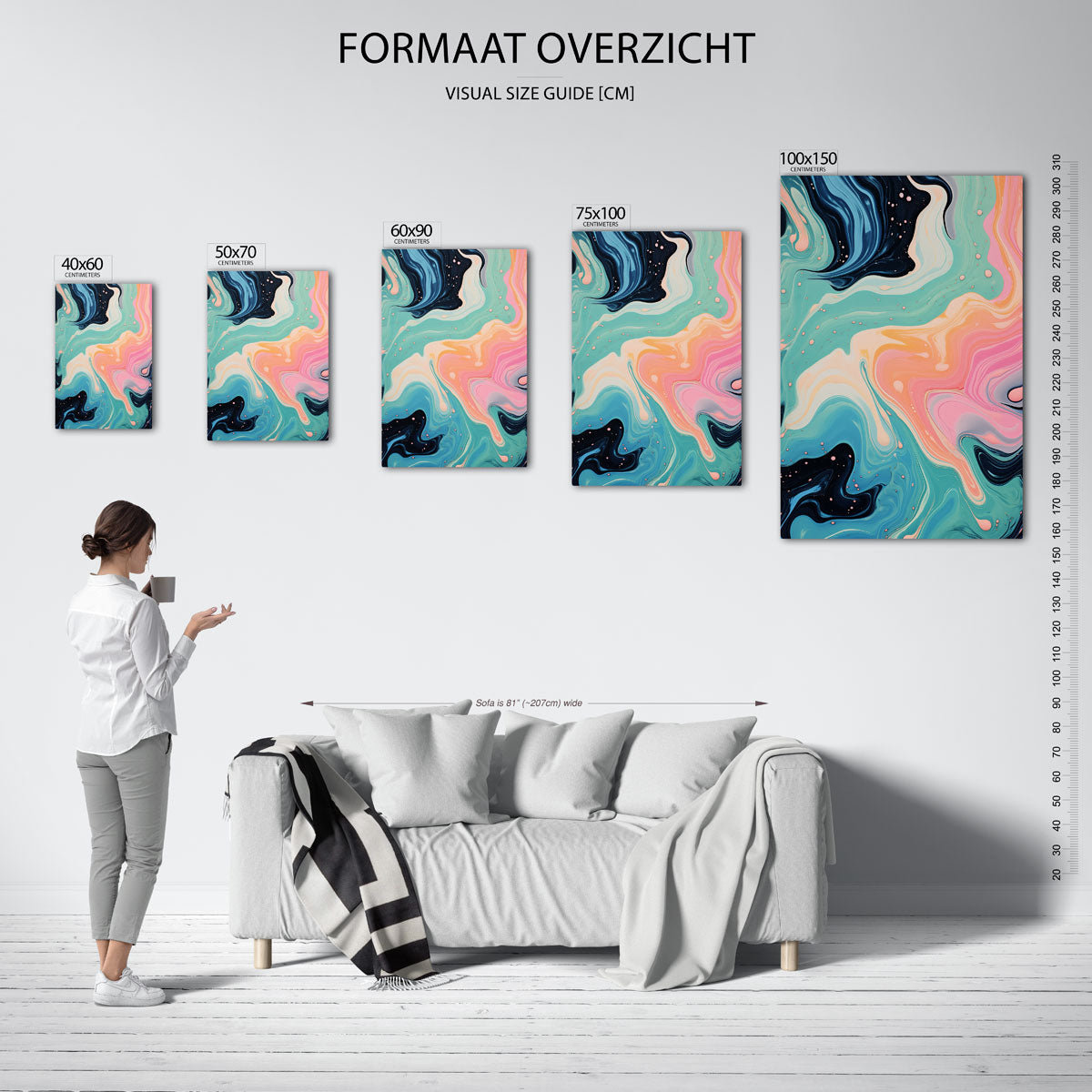 Vloeiende kleurencompositie Kunstwerk