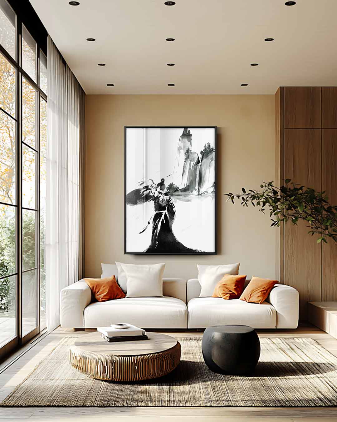 Mystieke Berglandschappen in Inkt Kunstwerk-canvas-dibond-plexiglas-wanddecoratie-WallArtistic