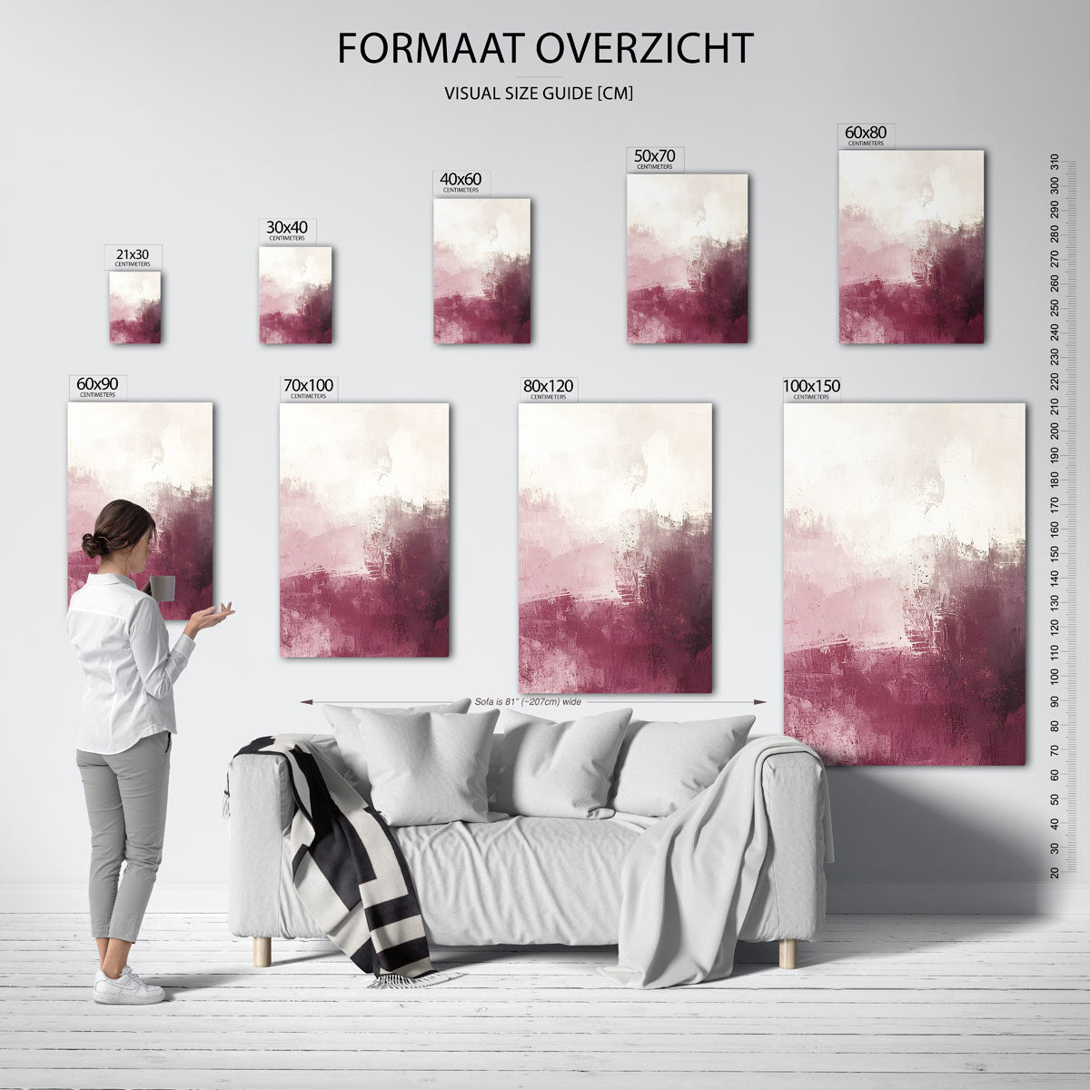 Abstracte roze en beige Poster