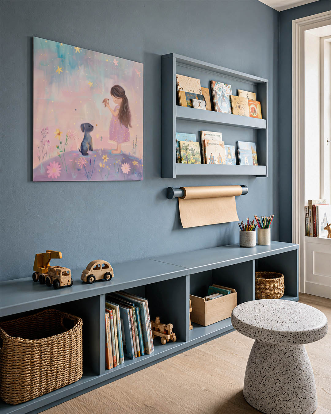 Dromerig kindertafereel Kunstwerk