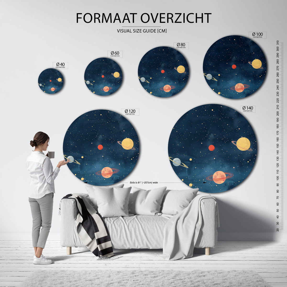 Planeten en sterren Muurcirkel