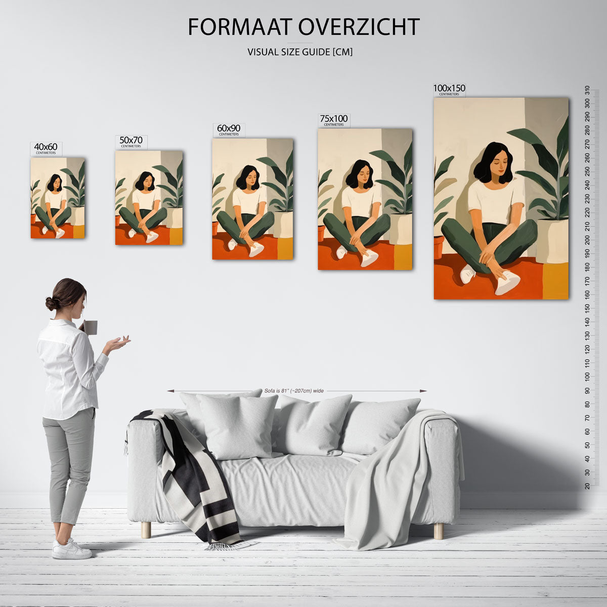 Vrouw met planten Kunstwerk