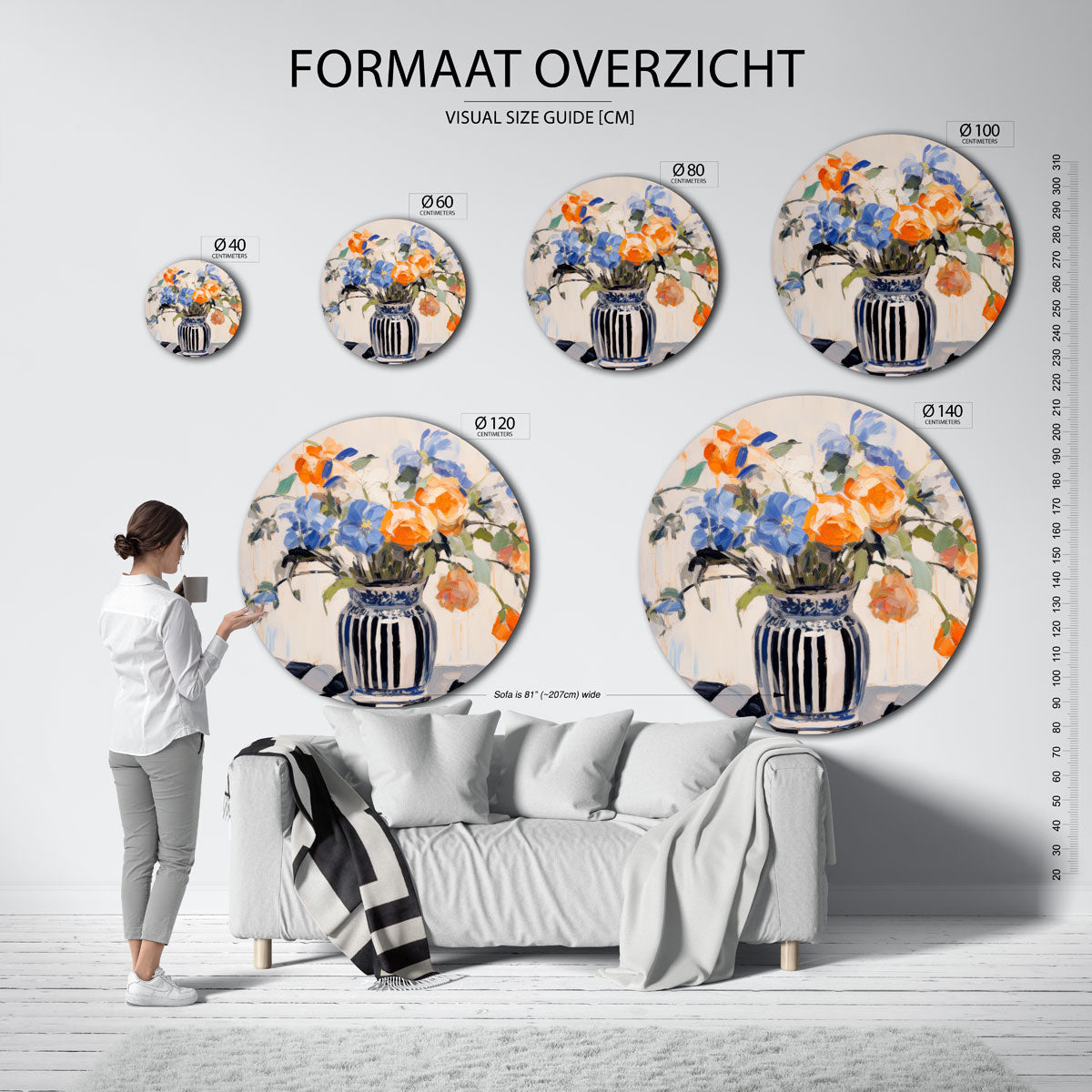 Bloemen in vaas Muurcirkel
