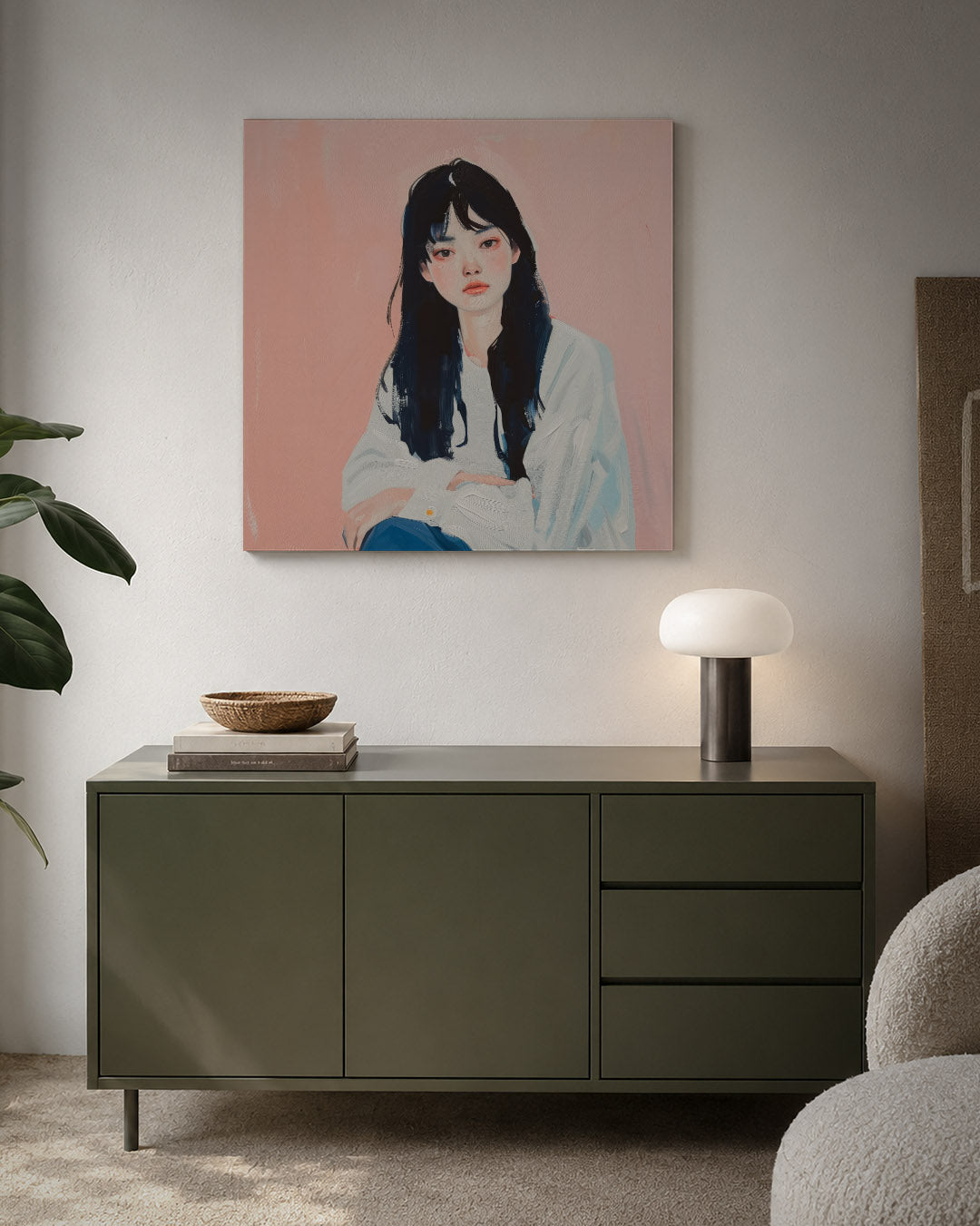 Dromerige portretstudie Kunstwerk