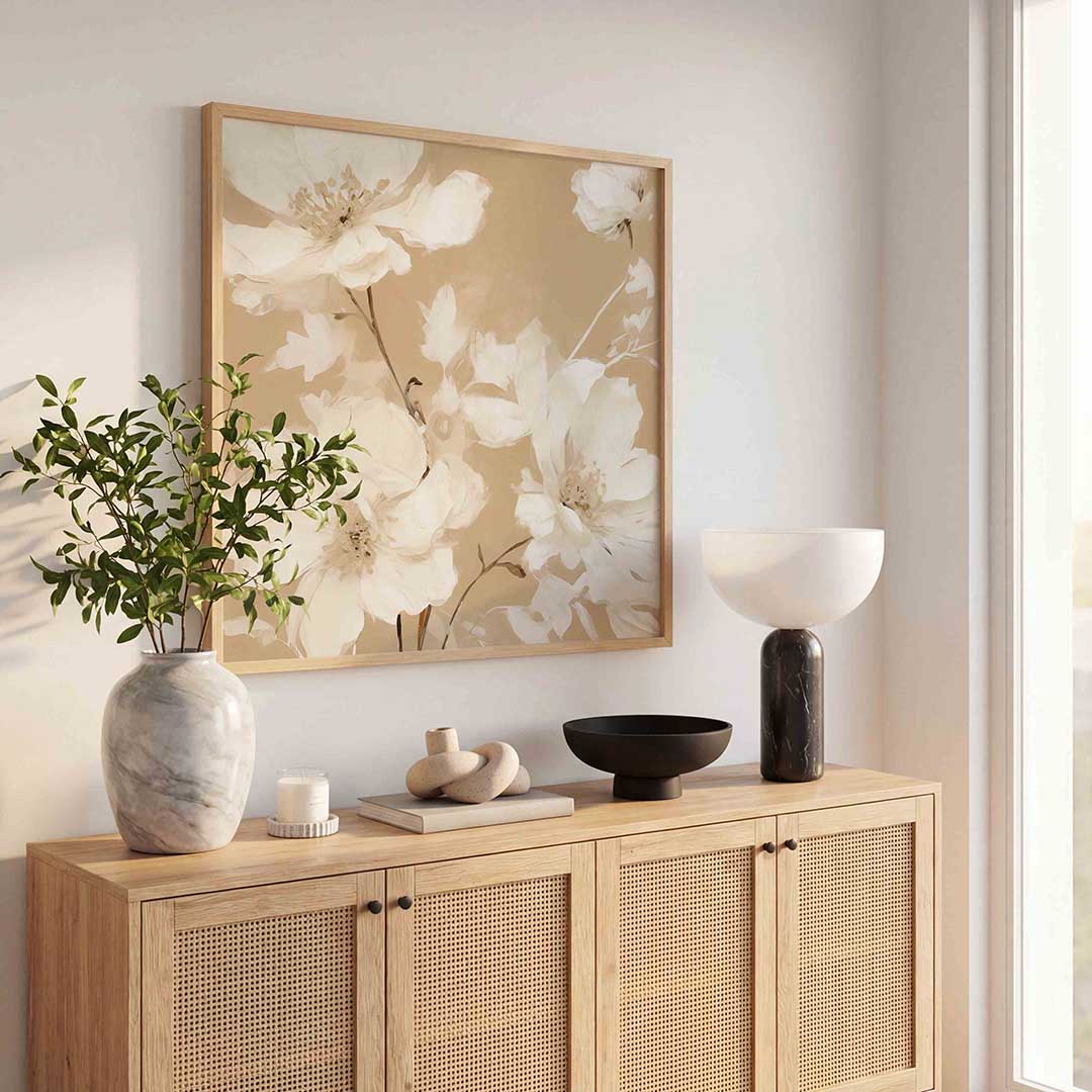 Witte bloemen Poster