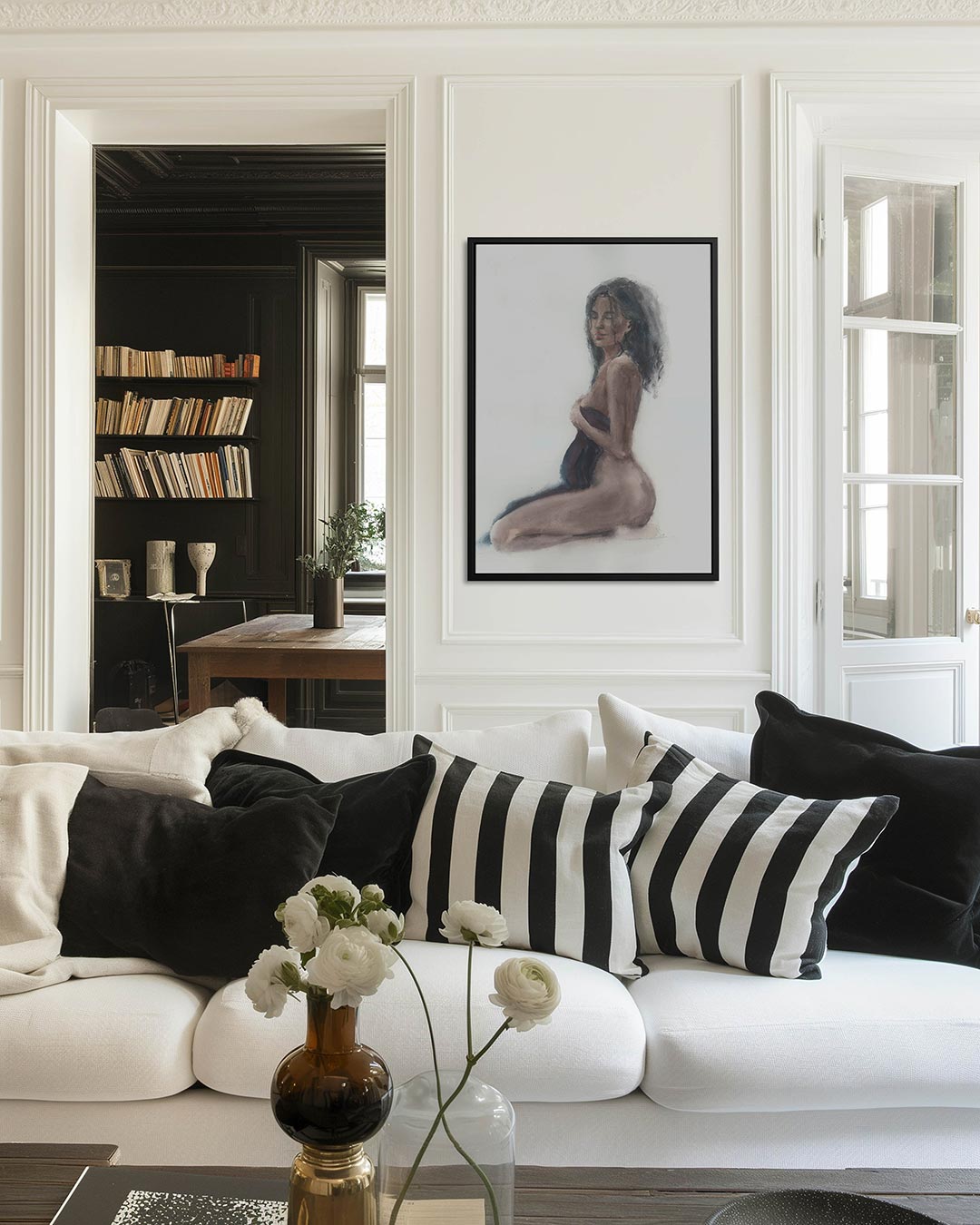 Zittende vrouwelijke vorm Kunstwerk