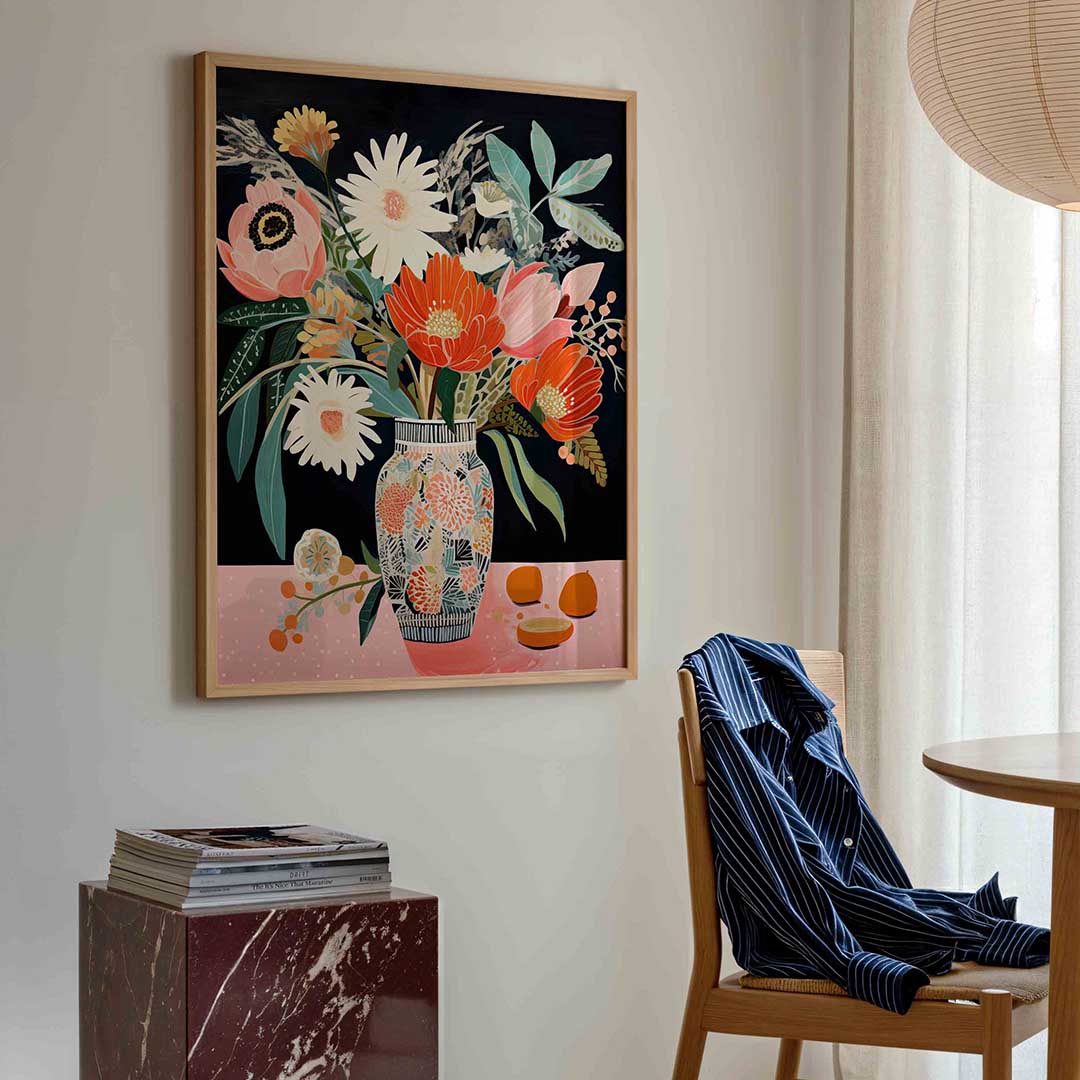 Bloemen in vaas Poster