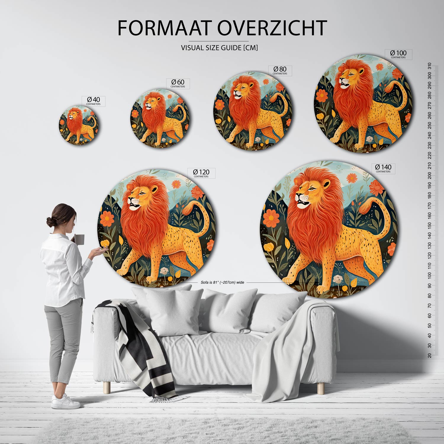 Leeuw met bloemen Muurcirkel