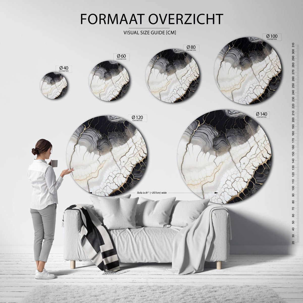 Abstracte lijnen Muurcirkel