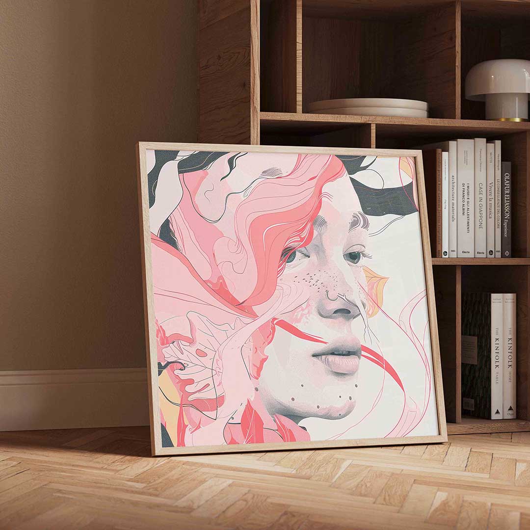 Abstracte roze gezicht Poster