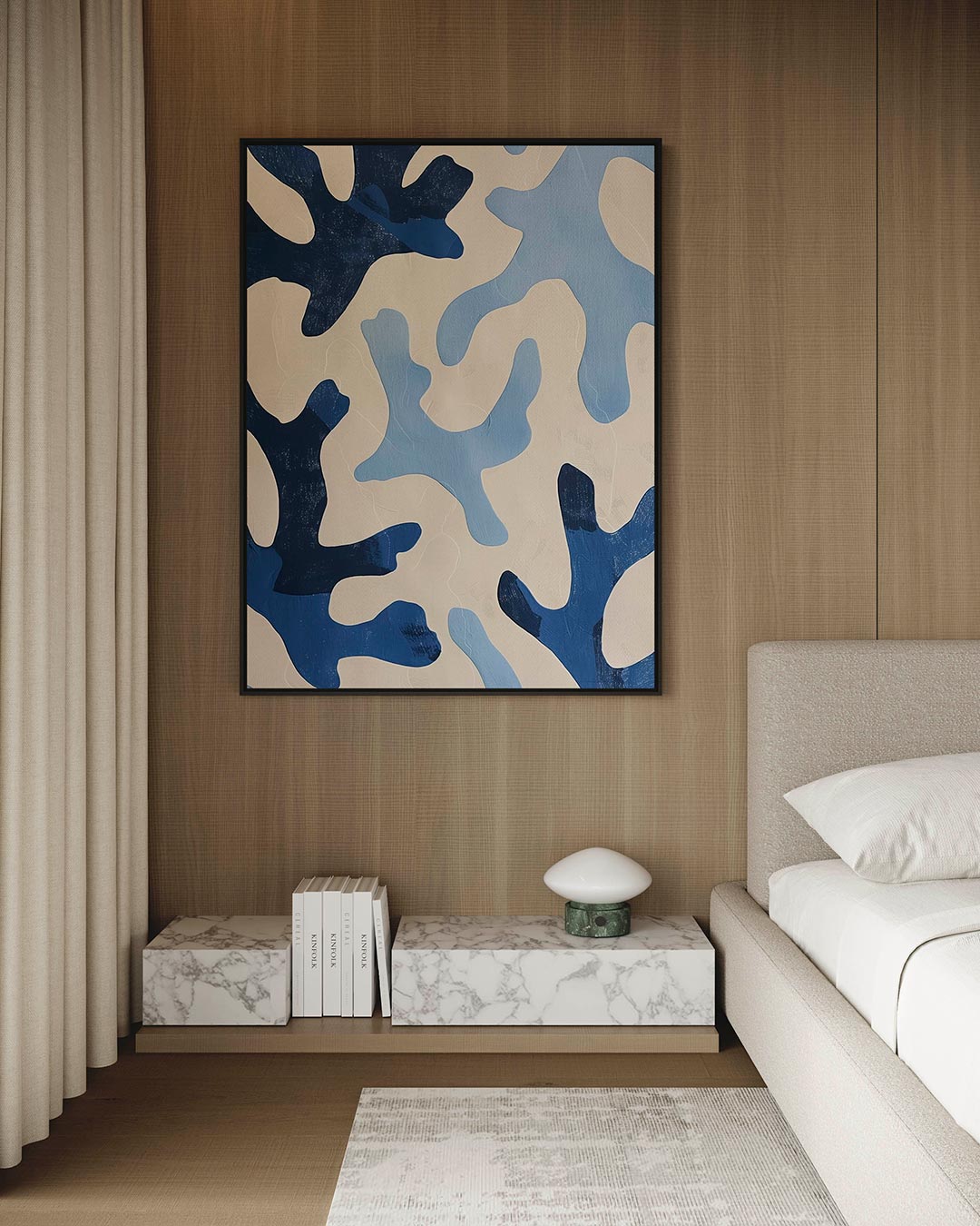 Organische blauwe vormen Kunstwerk