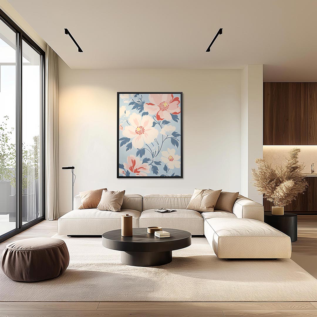Bloemmotief met zachte tinten Kunstwerk