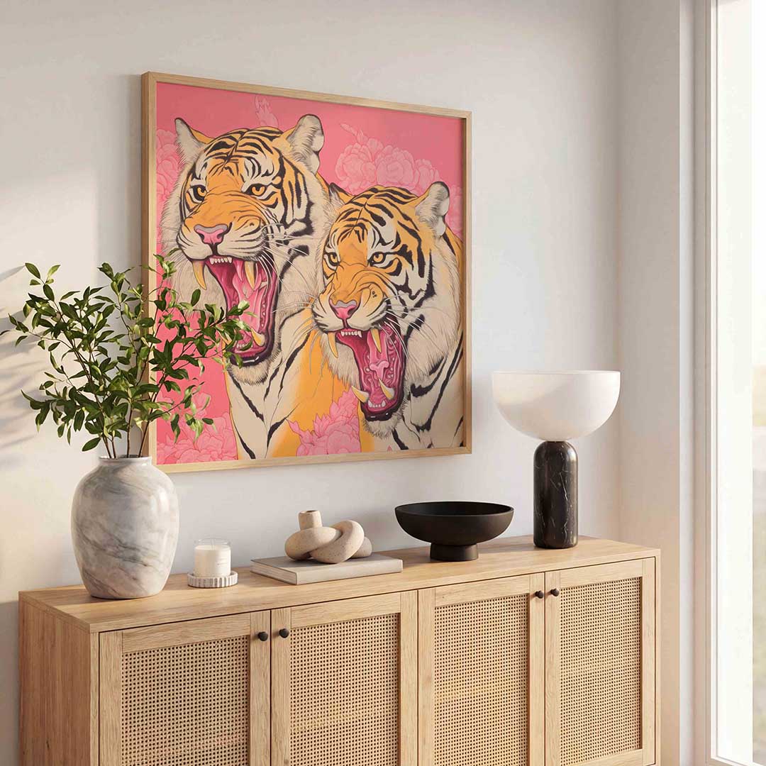 Twee brullende tijgers Poster