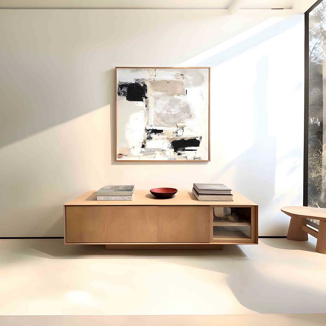 Abstracte beige en zwarte Poster